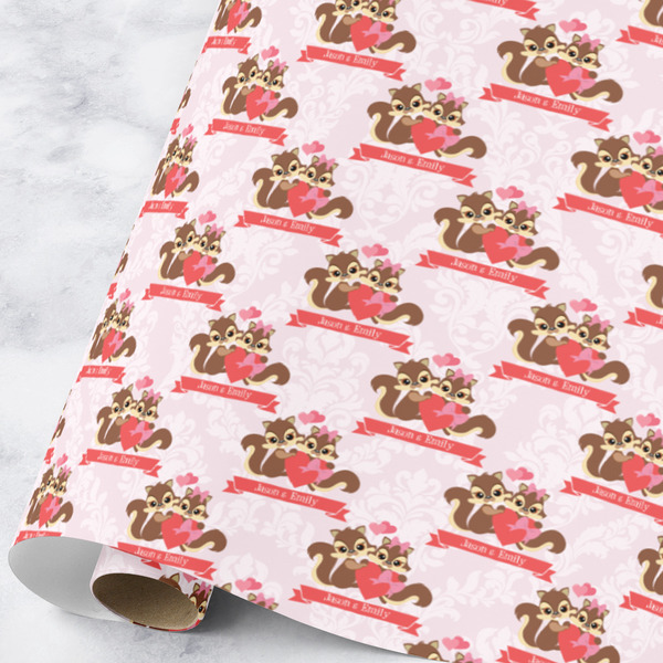 Custom Chipmunk Couple Wrapping Paper Roll - Large (Personalized)