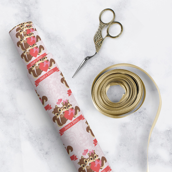 Chipmunk Couple Wrapping Paper Roll - Matte - In Context