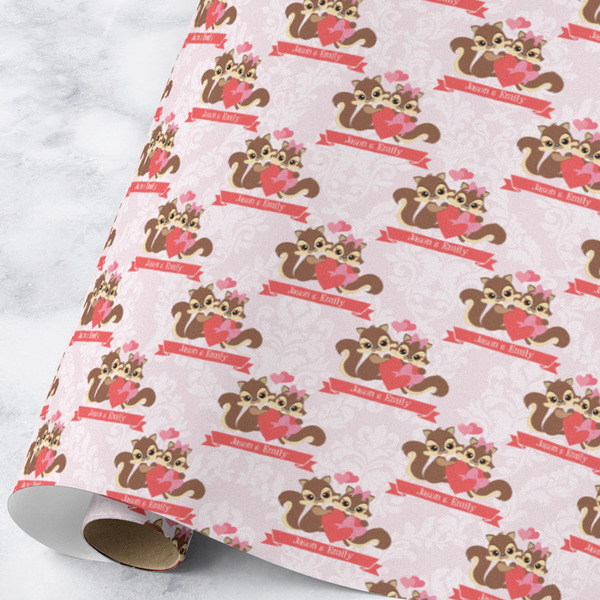 Custom Chipmunk Couple Wrapping Paper Roll - Large - Matte (Personalized)