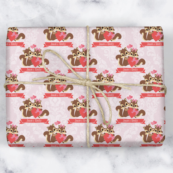 Chipmunk Couple Wrapping Paper Roll - Matte - Wrapped Box