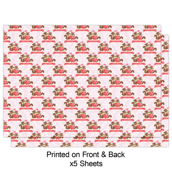 Chipmunk Couple Wrapping Paper Sheet - Double Sided - Front
