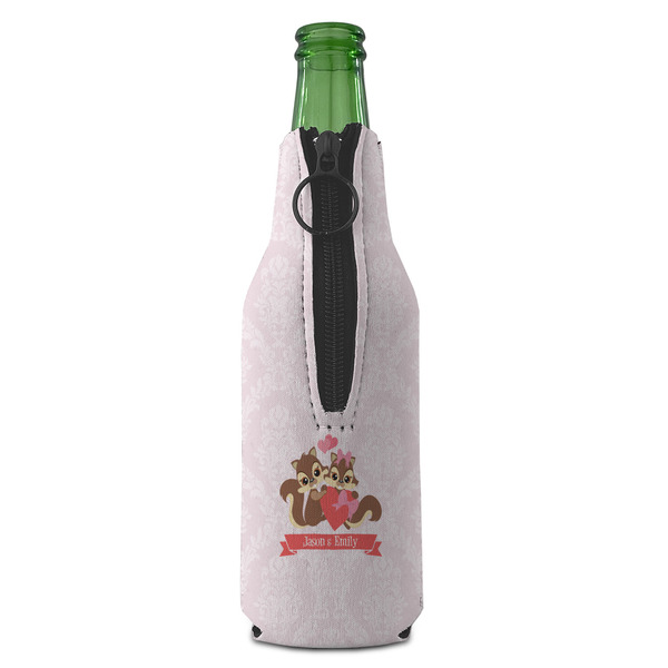 Chipmunk Couple Zipper Bottle Cooler - BACK (bottle)