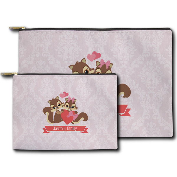 Chipmunk Couple Zippered Pouches - Size Comparison