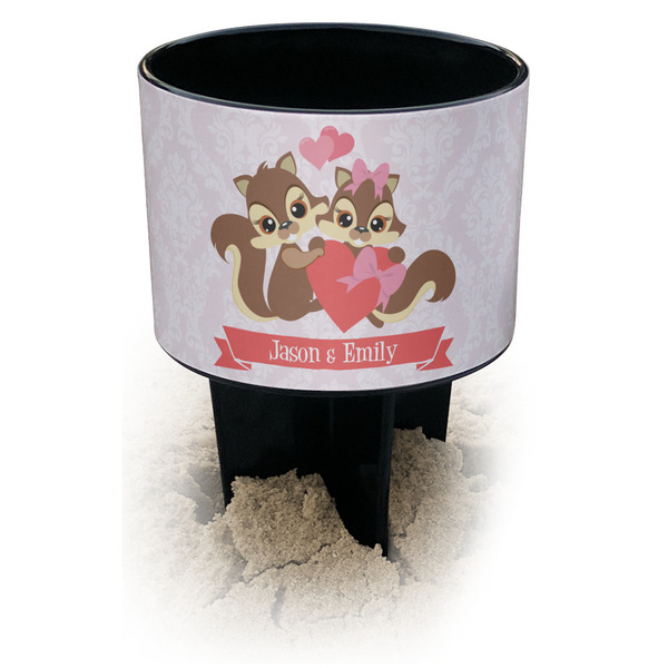 Custom Chipmunk Couple Black Beach Spiker Drink Holder (Personalized)