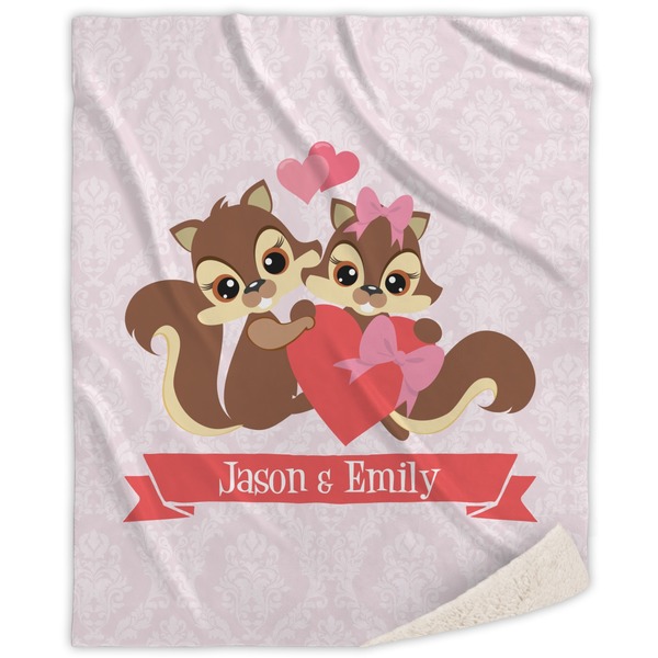 Custom Chipmunk Couple Sherpa Throw Blanket (Personalized)