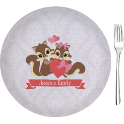 Chipmunk Couple Glass Appetizer / Dessert Plate 8" (Personalized)