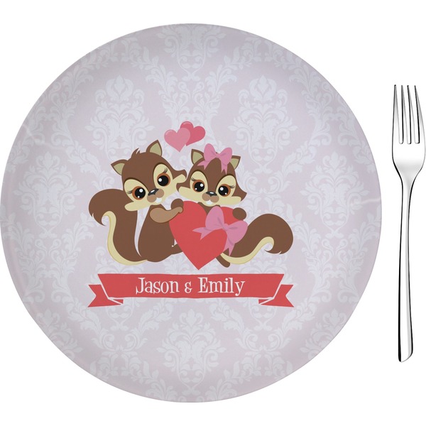 Custom Chipmunk Couple Glass Appetizer / Dessert Plate 8" (Personalized)
