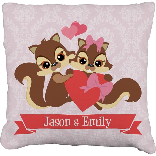 Custom Chipmunk Couple Faux-Linen Throw Pillow 16" (Personalized)