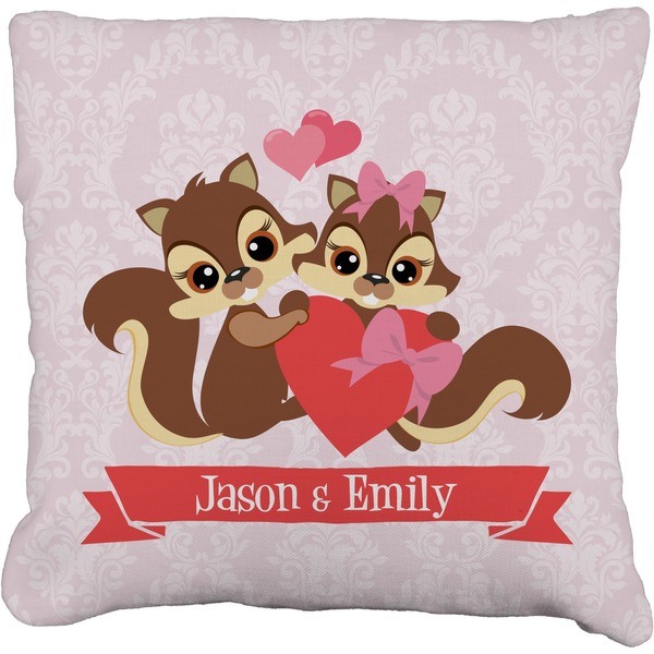 Custom Chipmunk Couple Faux-Linen Throw Pillow 20" (Personalized)