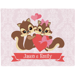 Chipmunk Couple Woven Fabric Placemat - Twill w/ Couple's Names
