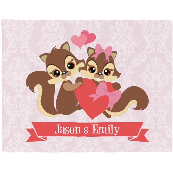 Custom Chipmunk Couple Woven Fabric Placemat - Twill w/ Couple's Names