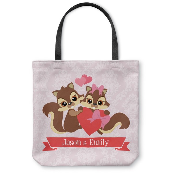 Custom Chipmunk Couple Canvas Tote Bag - Small - 13"x13" (Personalized)