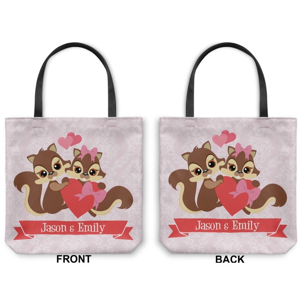 Racoon Couple Canvas Tote - Front and Back