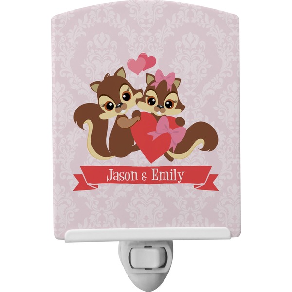 Custom Chipmunk Couple Ceramic Night Light (Personalized)