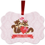 Chipmunk Couple Metal Frame Ornament - Double Sided w/ Couple's Names