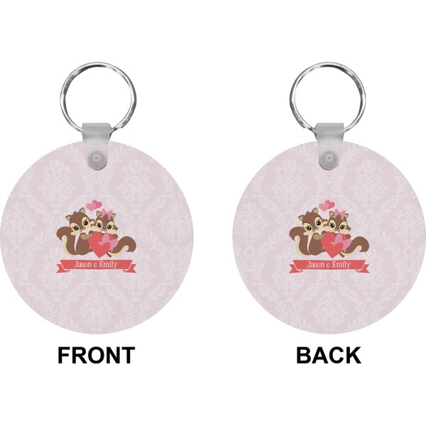 Racoon Couple Circle Keychain (Front + Back)