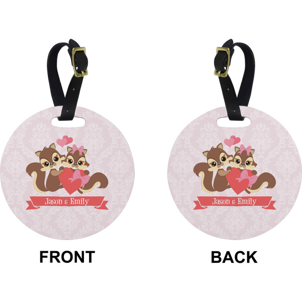 Racoon Couple Circle Luggage Tag (Front + Back)