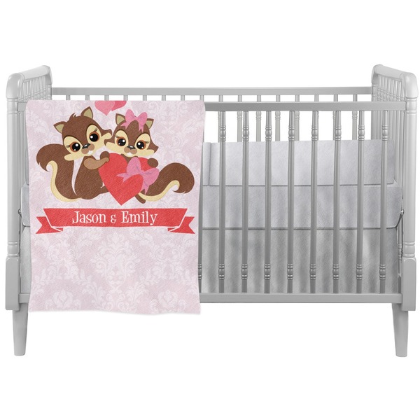 Custom Chipmunk Couple Crib Comforter / Quilt (Personalized)