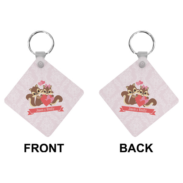 Racoon Couple Diamond Keychain (Front + Back)