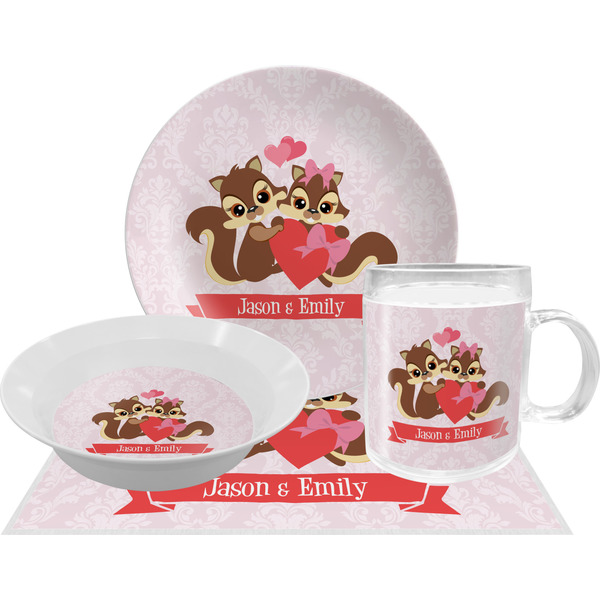 Racoon Couple Dinner Set - 4 Pc (Personalized)