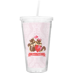 Chipmunk Couple Double Wall Tumbler with Straw (Personalized)