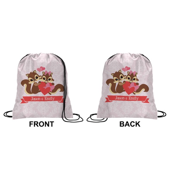 Racoon Couple Drawstring Backpack Front & Back Small