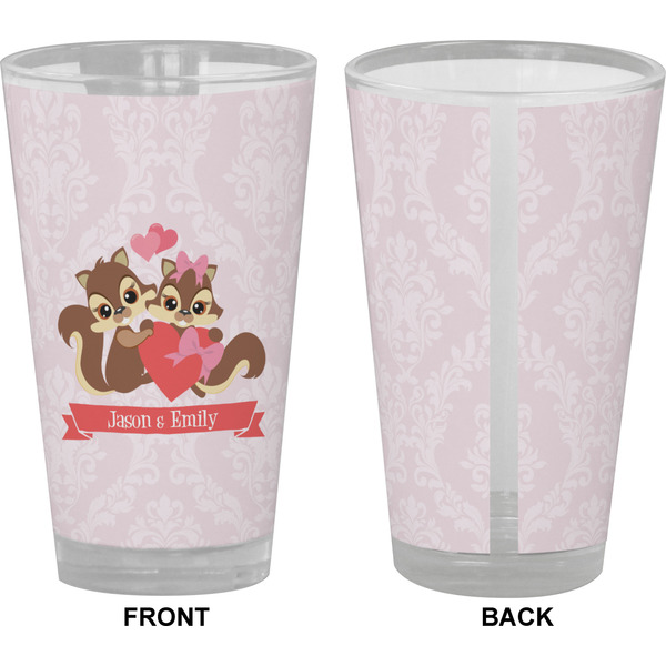 Chipmunk Couple Pint Glass - Full Color - Front & Back Views