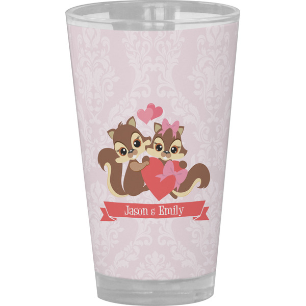 Custom Chipmunk Couple Pint Glass - Full Color (Personalized)