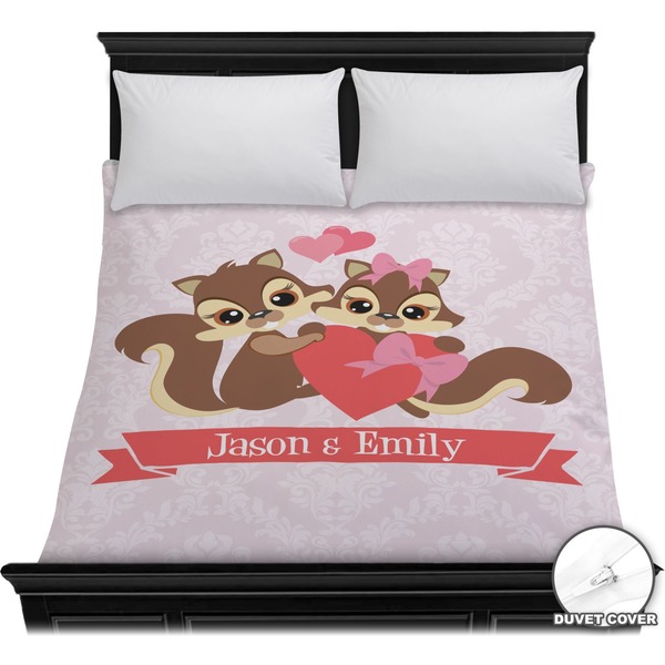 Custom Chipmunk Couple Duvet Cover - Full / Queen (Personalized)