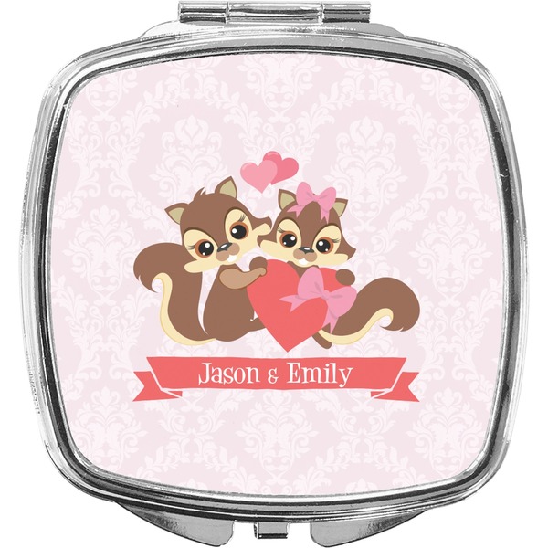 Custom Chipmunk Couple Compact Makeup Mirror (Personalized)