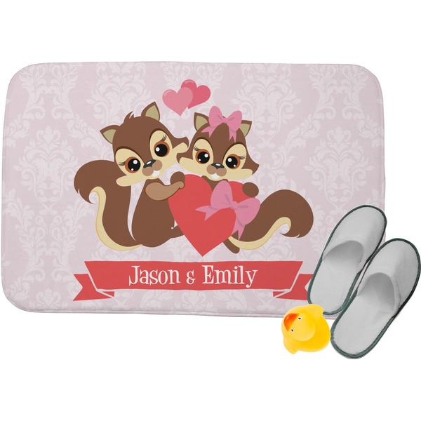 Custom Chipmunk Couple Memory Foam Bath Mat (Personalized)