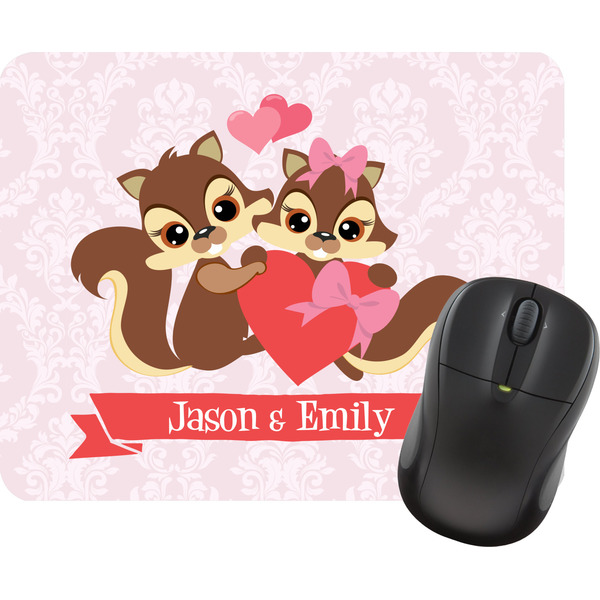 Custom Chipmunk Couple Rectangular Mouse Pad (Personalized)
