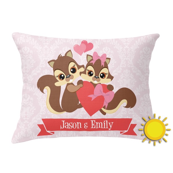 Custom Chipmunk Couple Outdoor Throw Pillow (Rectangular) (Personalized)