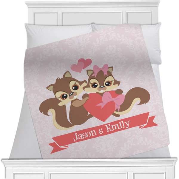 Custom Chipmunk Couple Minky Blanket - Twin / Full - 80"x60" - Single Sided (Personalized)