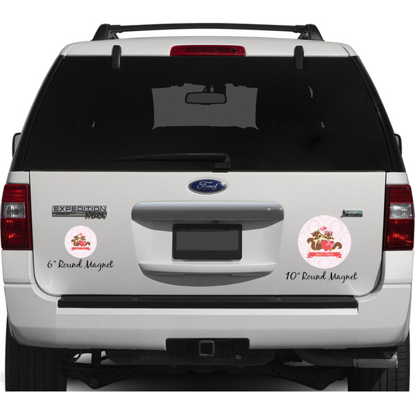 Raccoon Couple Personalized Car Magnets on Ford Explorer