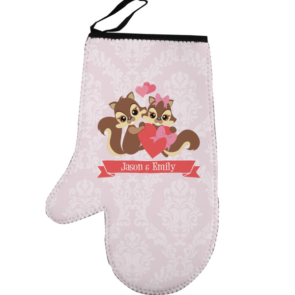 Raccoon Couple Personalized Oven Mitt - Left