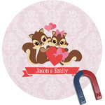 Chipmunk Couple Round Fridge Magnet (Personalized)