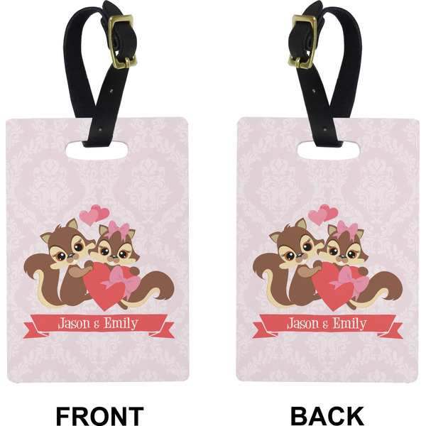 Racoon Couple Rectangle Luggage Tag (Front + Back)