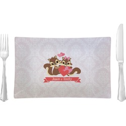 Chipmunk Couple Rectangular Glass Lunch / Dinner Plate - Single or Set (Personalized)