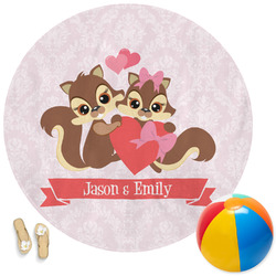 Chipmunk Couple Round Beach Towel (Personalized)