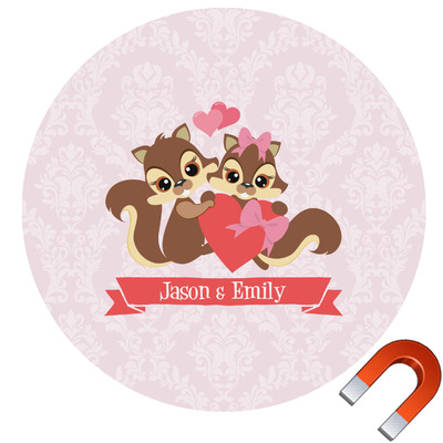Chipmunk Couple Round Car Magnet - 6" (Personalized)