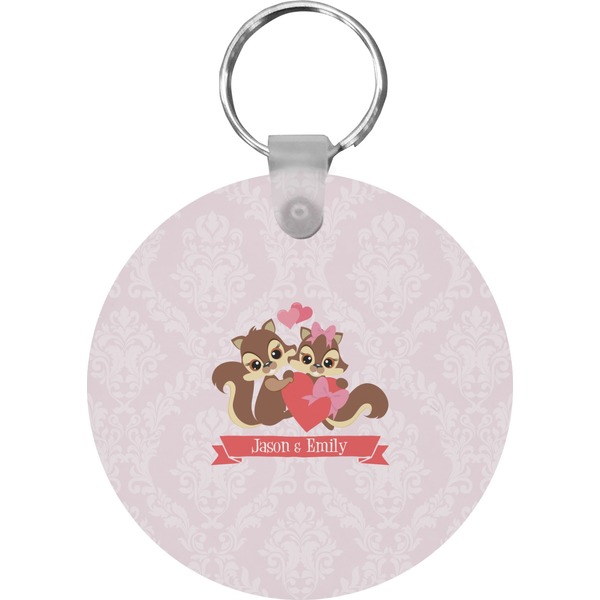 Custom Chipmunk Couple Round Plastic Keychain (Personalized)