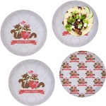 Chipmunk Couple Set of 4 Glass Lunch / Dinner Plate 10" (Personalized)
