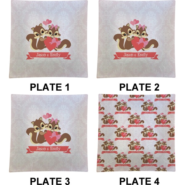 Racoon Couple Set of Square Dinner Plates (Approval)