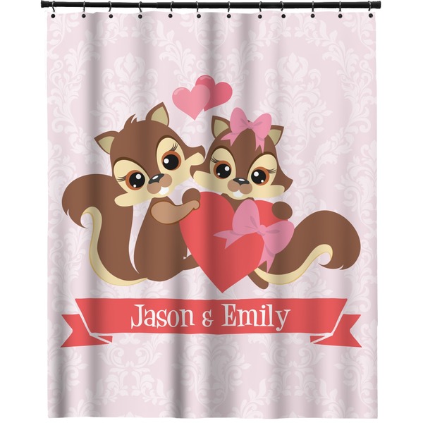 Custom Chipmunk Couple Extra Long Shower Curtain - 70"x84" (Personalized)