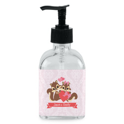 Chipmunk Couple Glass Soap & Lotion Bottle - Single Bottle (Personalized)