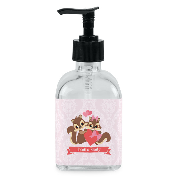 Custom Chipmunk Couple Glass Soap & Lotion Bottle - Single Bottle (Personalized)