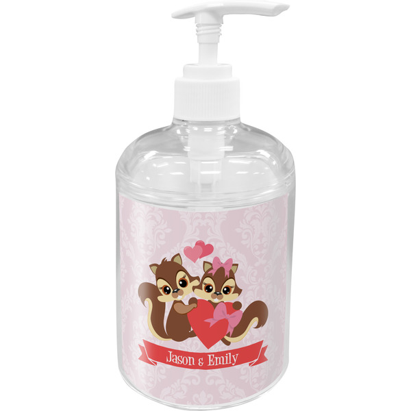 Custom Chipmunk Couple Acrylic Soap & Lotion Bottle (Personalized)
