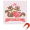 Racoon Couple Square Car Magnet