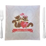 Chipmunk Couple 9.5" Glass Square Lunch / Dinner Plate- Single or Set of 4 (Personalized)
